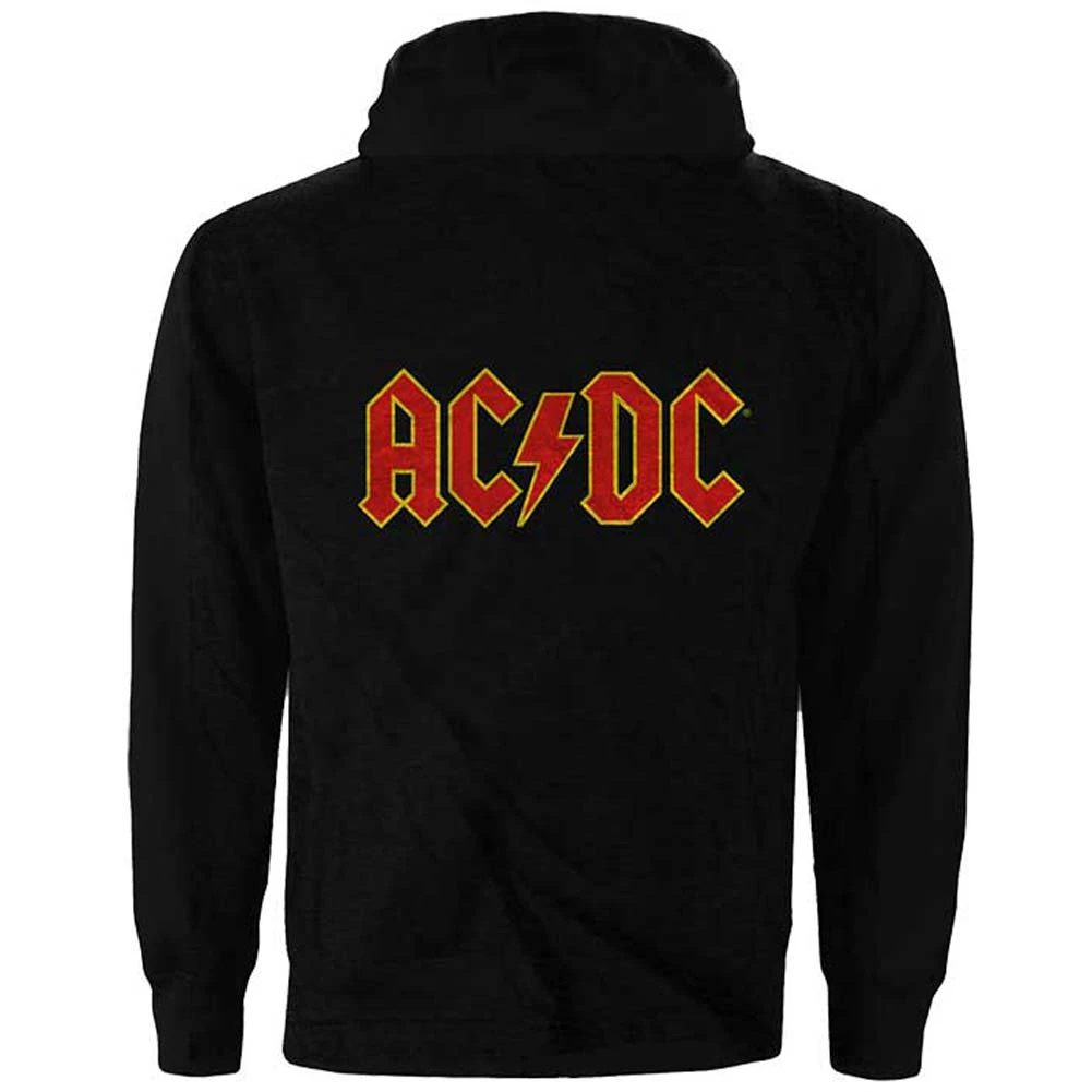 AC/DC Logo (Back Print) Zippered Hooded Sweatshirt 4 AC/DC Logo (Back Print) Zippered Hooded Sweatshirt - Image 2