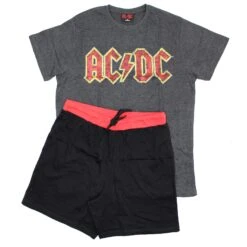 AC/DC Vintage Distressed Logo Tee & Shorts Set Sleepwear