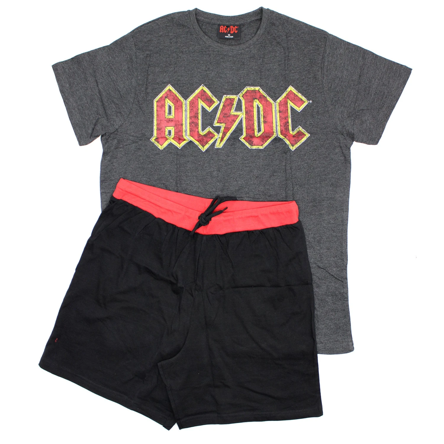 AC/DC Vintage Distressed Logo Tee & Shorts Set Sleepwear 3 AC/DC Vintage Distressed Logo Tee & Shorts Set Sleepwear
